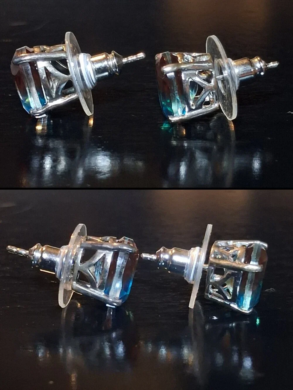 Aqua Terra Costa Quartz Platinum Over 925 Solitaire Stud Earrings 4.50 CTW